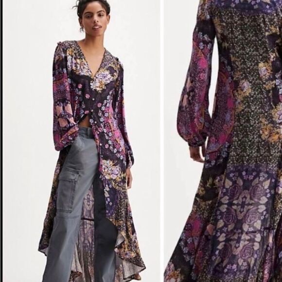 NWT  Free People Marais Printed Midi Dress Size XS - Picture 1 of 9